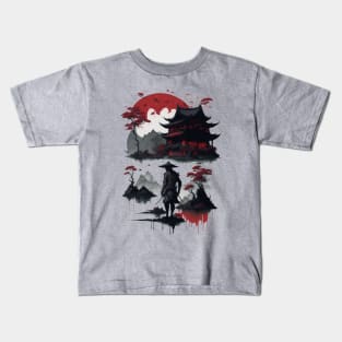 Red sun samurai Kids T-Shirt